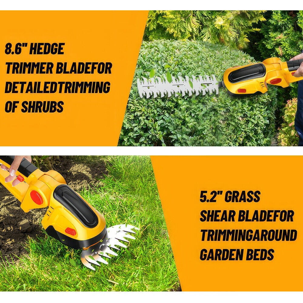 Cordless Hedge Trimmer, 3 in 1 Handheld Electric Grass Trimmer ,  Hedge Shear with 2.0Ah Lithium-Ion Battery for Garden and Lawn Maintenance