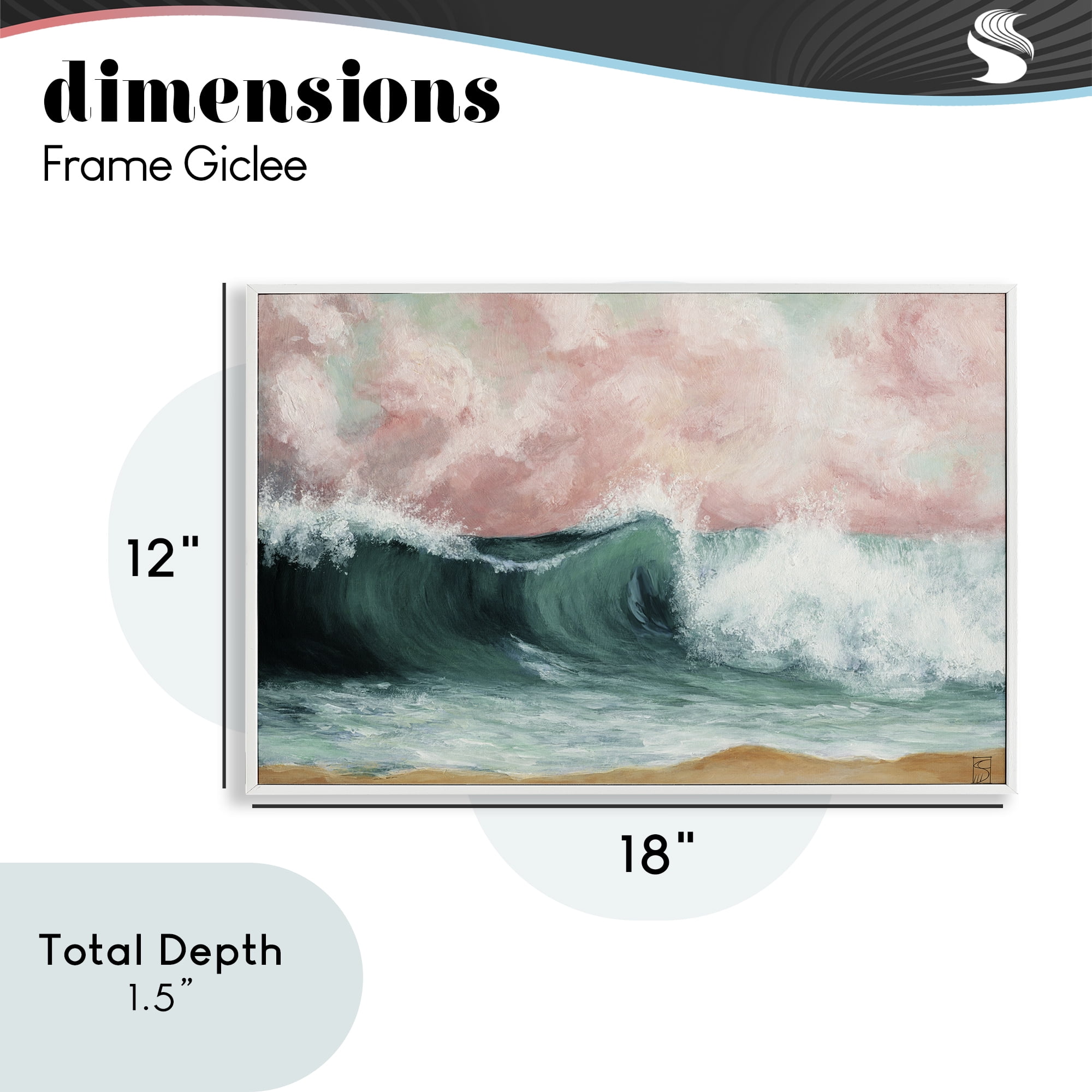 Crashing Seascape Waves White Framed Giclee Art, design by Sara Culpepper