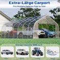 thumbnail image 3 of Erommy 20x30 ft Metal Carport, Protable Carport with Galvanized Steel Frame and Waterproof 3-Layer PE Cover, Silver Gray, 3 of 10