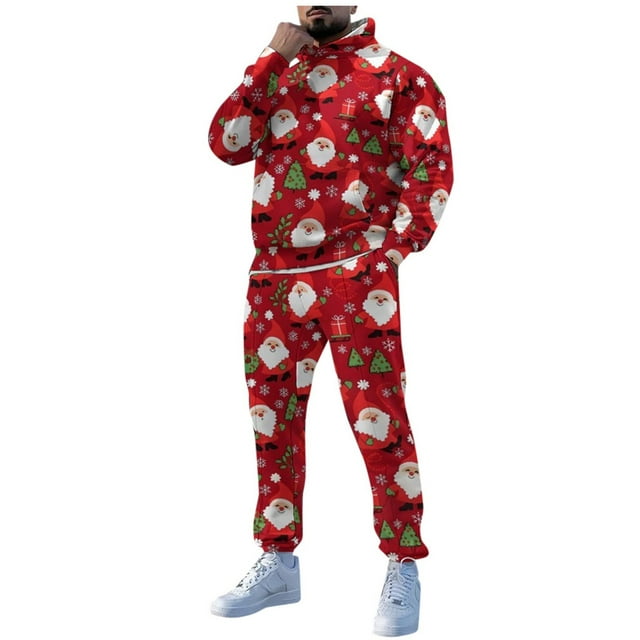 Ensemble de Sport pour Homme 2 Pcs Costume de Sport Homme Tenue Décontractée Formelle pour Homme Imprimé de Sport à Capuche Pantalon Habillé Rouge Pantalon de Survêtement pour Homme Survêtement de Jogging S Ensemble de Costume Ajusté pour Homme 3TG 2025