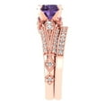 thumbnail image 3 of Clara Pucci 14K Rose Gold 2.095 Simulated Alexandrite Engraveable Engagement Ring + Wedding Band Set, 3 of 7