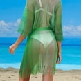 thumbnail image 4 of qelini Beach Cover up for Women Sheer Sarong Cover Up Solid Color Beach Vacation Summer Tunic Swimsuit Cover Up, 4 of 6