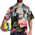 thumbnail image 4 of Koala Men's Short Sleeve Printed Poplin Beach Shirts with Spread Collar - Casual Button Down Summer Tops for Unisex, 4 of 6