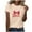 Beige, variant on Womens Summer Tops Valentina Bowknot Ribbon Print Crewneck Short Sleeve Shirt Party Holiday Fashion Blouses