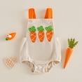 thumbnail image 2 of YDFCWXW Baby Girl Boy Easter Romper Sleeveless Backless Cartoon Rabbit Button Bodysuit Jumpsuit Outfits (Beige, 0-3 Months), 2 of 6