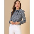 thumbnail image 3 of INSPIRE CHIC Women's Side Bow Tie Neck Long Sleeve Floral Ruffled Blouse, 3 of 6