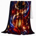 thumbnail image 2 of Patriotic Fireworks Night Firefighter Helmet, Festive Celestial Scene, Warm Flannel Blanket for Home Library and Reading Nook, Celestial Art Lovers Appreciation Gift, Celestial Home Decor, 2 of 9