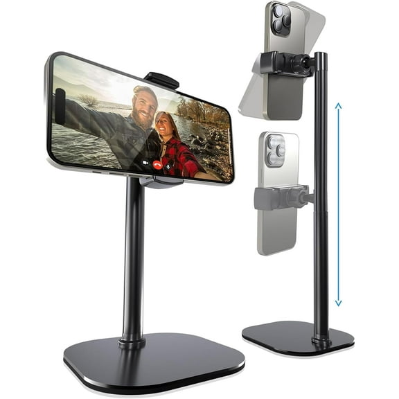 ChatStand, Adjustable Cell Phone Stand for Desk, Recording, iPhone Holder Filming, Small Tripod, Soporte para Celular, Fits Samsung, Android, (Night Black)