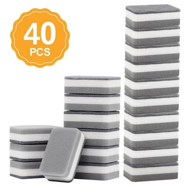 Godom 40pcs Double-faced Sponge Scouring Pads Dish Washing Scrub Sponge Cleaning Scrubber Brush For Kitchen Garage Bathroom House Grey