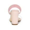 thumbnail image 2 of BLISSFUL STEP Women's Dual Clear Strap Block Heels Mules Slides Sandals Pink 8, 2 of 7