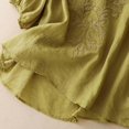thumbnail image 7 of Women's Short Sleeve T-shirt Embroidered Tops For Women Floral Cotton Linen Tunic Tshirt Tee Women 3/4 Sleeve V Neck Button Boho Ethnic,Yellow Women's Short sleeve T-shirt XXXL, 7 of 7