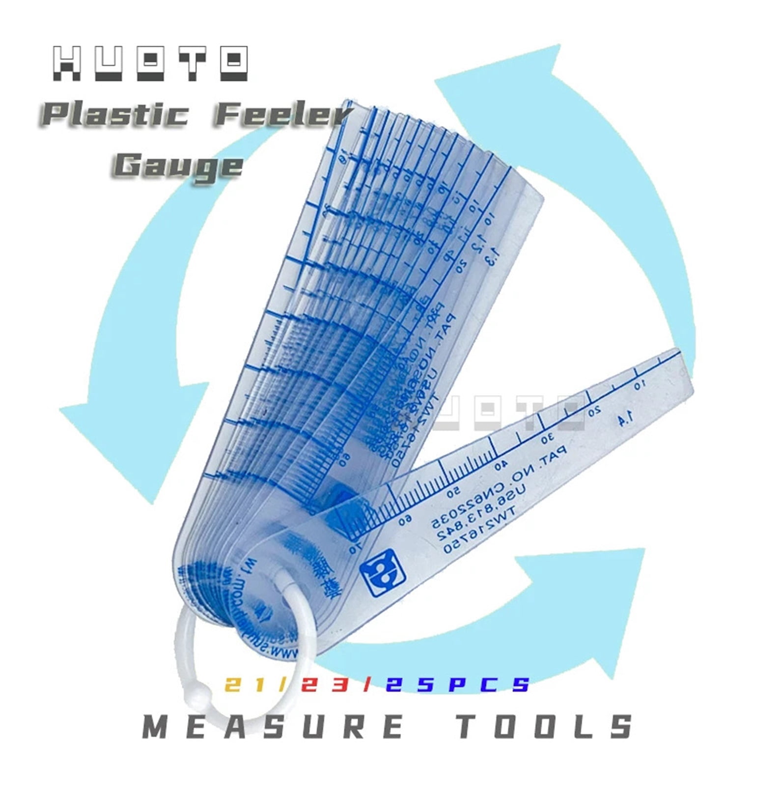 21 Blades Feeler Gauges Metric Measurement 0.05-1.0-1.5-2.0mmThickness Gap Metric Filler Feeler Gauge Plastic Measuring gap gage ,Easy Identification