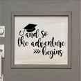 thumbnail image 2 of And so the adventure begins with Graduation Cap School Colors Decal Stickers Vinyl Wall Decals High School University College Graduate - Size 12"H x 16.5"L - Color: Black, 2 of 5