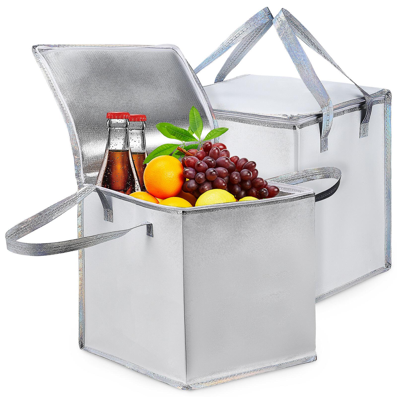 2 Pcs Sacs Isothermes et Thermiques Grande Capacité Sacs Alimentaires Réutilisables avec Poignées Renforcées