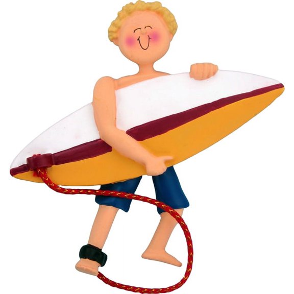 Surfer Male Blonde Personalized  Christmas Ornament DO-IT-YOURSELF