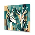 thumbnail image 2 of Designart "Abstract Deer Portrait in Green and Beige" Animals Deer Metal Wall Art Prints, 2 of 5