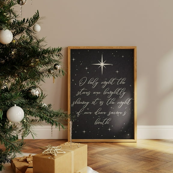 O Holy Night Christmas Print: Farmhouse Christian Wall Art, 16x24 UNFRAMED