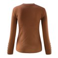 thumbnail image 2 of Vedolay Long Sweaters for Women Lightweight Sweaters Long Sleeve Crew Neck Color Block Striped Pullover Tops,Coffee M, 2 of 4