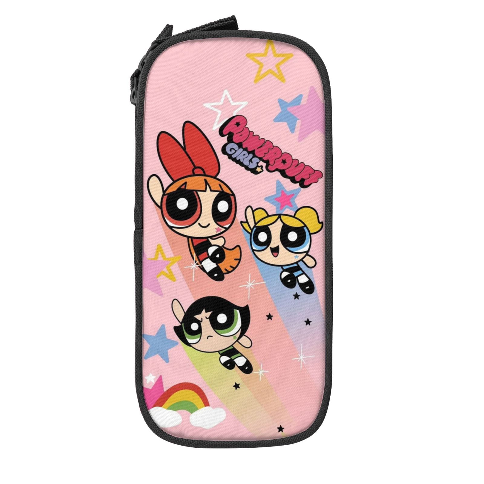 The Powerpuff Gi-rls Pencil Case Large Capacity Pencil Pouch Penbag Office Stationery Organizer Travel Makeup Bag Black