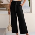 thumbnail image 5 of High Waisted Wide Leg Pants for Women Palazzo Trousers Gauze Casual Beach Travel Lounge Flowy Pant Summer 2026 Black S 26/27", 5 of 7