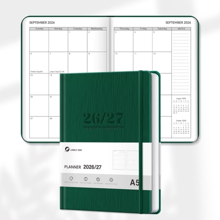 Lonely Oak 2026-2027 Academic Monthly Planner 5.75" x 8.4", 13 Month Teacher Agenda July 2026-July 2027 for School & Work(Green)