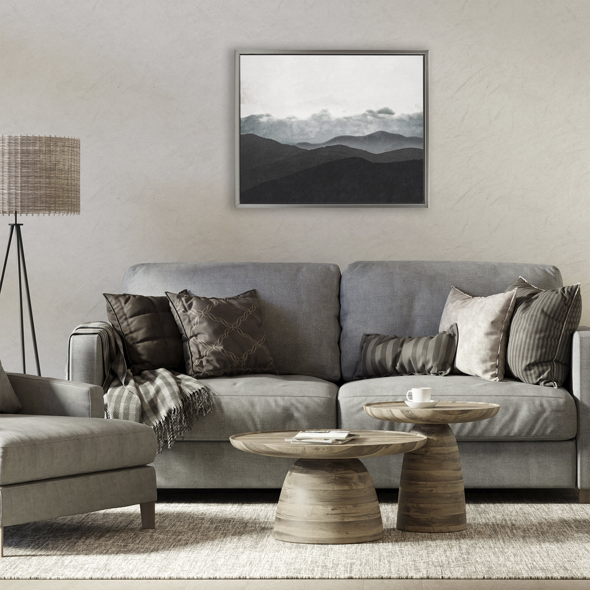 Stupell Industries Layered Foggy Hills Gray Framed Floater Canvas Wall Art, design by Elizabeth Medley