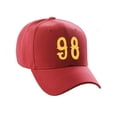 thumbnail image 3 of Daxton Structured Baseball Hat Cap Curved Visor Vintage Custom Number, Red Hat, Gold Number 98, 3 of 3