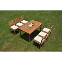 Grade-A Teak Dining Set: 6 Seater 7 Pc: 60" Rectangle Table And 6 Veranda Armless Chairs Outdoor Patio WholesaleTeak #WMVRi
