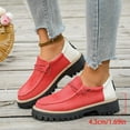 thumbnail image 4 of Color Blocking Platform Loafers for Women Fashion Retro Slip On Casual Shoes Comfortable Lace Up Oxford Dress Shoes Red Size 7, 4 of 7
