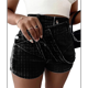 thumbnail image 2 of Falda Pantalón Vaquera para Mujer, Sexy, de Cintura Alta, Asimétrica, Corta y Minifalda. Negro M, 2 of 7