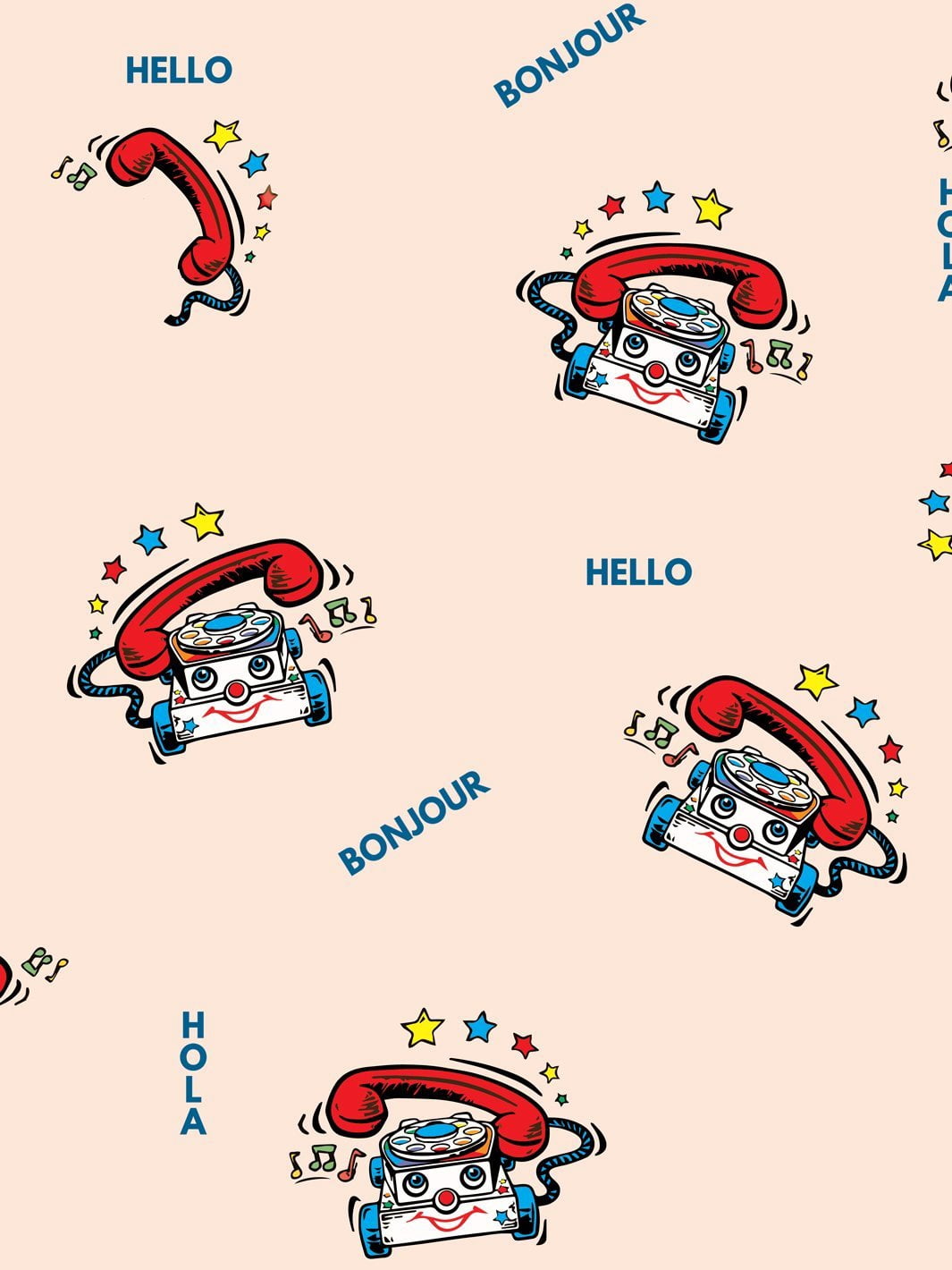 Greetings and Chatter Removable Vinyl Wallpaper By Fisher-Price - Peach