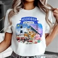 thumbnail image 2 of Artistic Michigan State Themes and Landmarks T-Shirt, Tee for History and Travel Lovers, 2 of 6