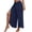 Navy, variant on Women's High Waisted Tie Knot Wrap Wide Leg Pants with Slit for Beach Summer Casual Wear