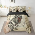 thumbnail image 2 of Erosebridal Halloween Sugar Skull Bed in a Bag Full Size,Trippy Heart Butterfly Bed Set,Brown Vintage Book Bedding Full Size,Super Cozy Bedroom Decor Reversible,7 Pieces, 2 of 7