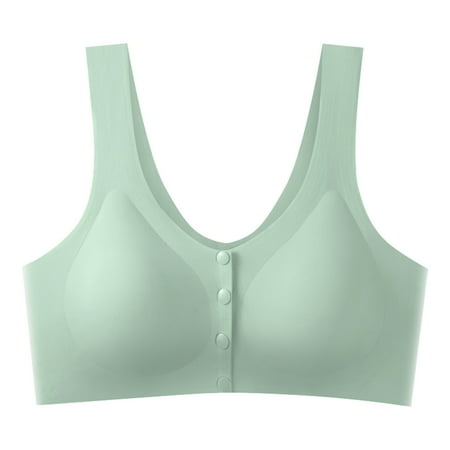 Endives Sale Clearance 2025 Women s Large Ice Silk Front Open Button Bra Traceless Pregnant Women s Breastfeeding Vest Gathered Anti Drop Bra