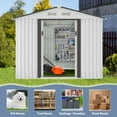 thumbnail image 4 of JAXSUNNY 8' x 8' Outdoor Storage Shed Metal Garden Sheds & Outdoor Storage with Sliding Doors for Backyard, Patio, Lawn, White, 4 of 13