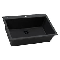 Ruvati Drop-in Topmount Granite Composite Single Bowl Kitchen Sink - Midnight Black
