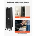 thumbnail image 5 of VEVOR 3-Tier Foldable Storage Shelf, 30W x 13D x 36H Inch Folding Metal Rack Shelving Unit, No Assembly Organizer Shelf with 5 Wheels & 4 Hooks for Pantry, Kitchen, Garage, Basement, Black, 5 of 9