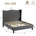 thumbnail image 2 of Miniyam Full Size Wingback Bed with 52" Velvet Upholstered Headboard, Nailhead Trim, Sturdy Wood Slats for Adults, Gray, 2 of 7