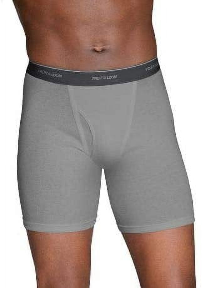 Fruit of the Loom Men's No Ride Up Traditional Fly Assorted Boxer Briefs Pack of 3, Large