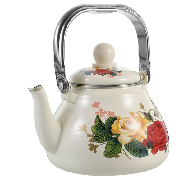 HAMPPLIES Floral Enamel Teapot Farmhouse Style Water Boiling Multi 1Set 7.5x5.3x5.3in