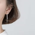 thumbnail image 2 of Sterling Silver Crystal Rhinestone Linear Drop Earrings for Women Teens CZ Long Dangle Earrings Tassel Chain Studs, 2 of 12
