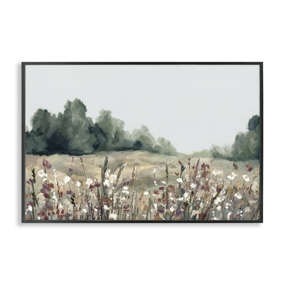 Stupell Industries Muted Meadows Landscape Black Framed Giclee Art design by Hannah Dawson, 12 x 18