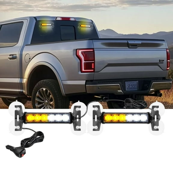 Nilight 12LED Emergency Strobe Advisor Light Bar 2 in 1 Amber White Dash Warning Safety Flashing Lights Front/Rear Windshield Construction Lights for Trucks Cars