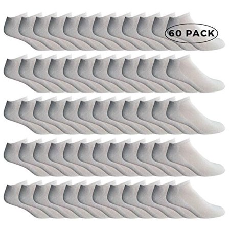 SOCKS'NBULK Mens Cotton No Show Socks, Soft Sports Socks In Bulk, King Size 10-13 (White, 60)