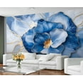 thumbnail image 2 of Modern Blue Flowers Custom Wallpaper Abstract White Marble Wall Murals Living Room Bedroom Background Luxury Gold Foil Art 3D Wall Mural Home Decor 98.4"W x 68.9"H (Not Peel and Stick), 2 of 6
