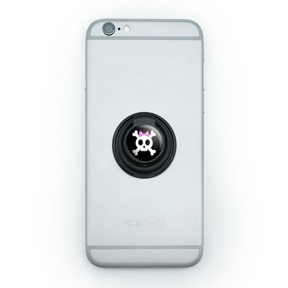 Girly Skull And Crossbones With Hairbow Mobile Phone Ring Holder Stand