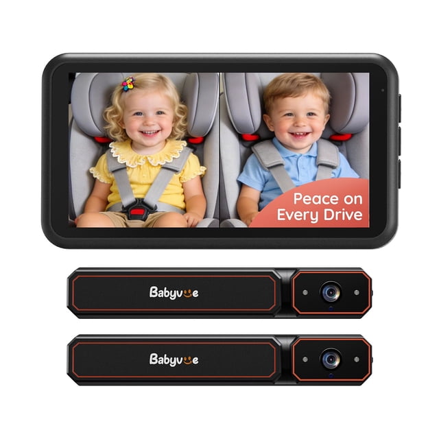 Babyvue BV6PRO monitor inalámbrico doble para bebé en el auto 5.2" 1080P