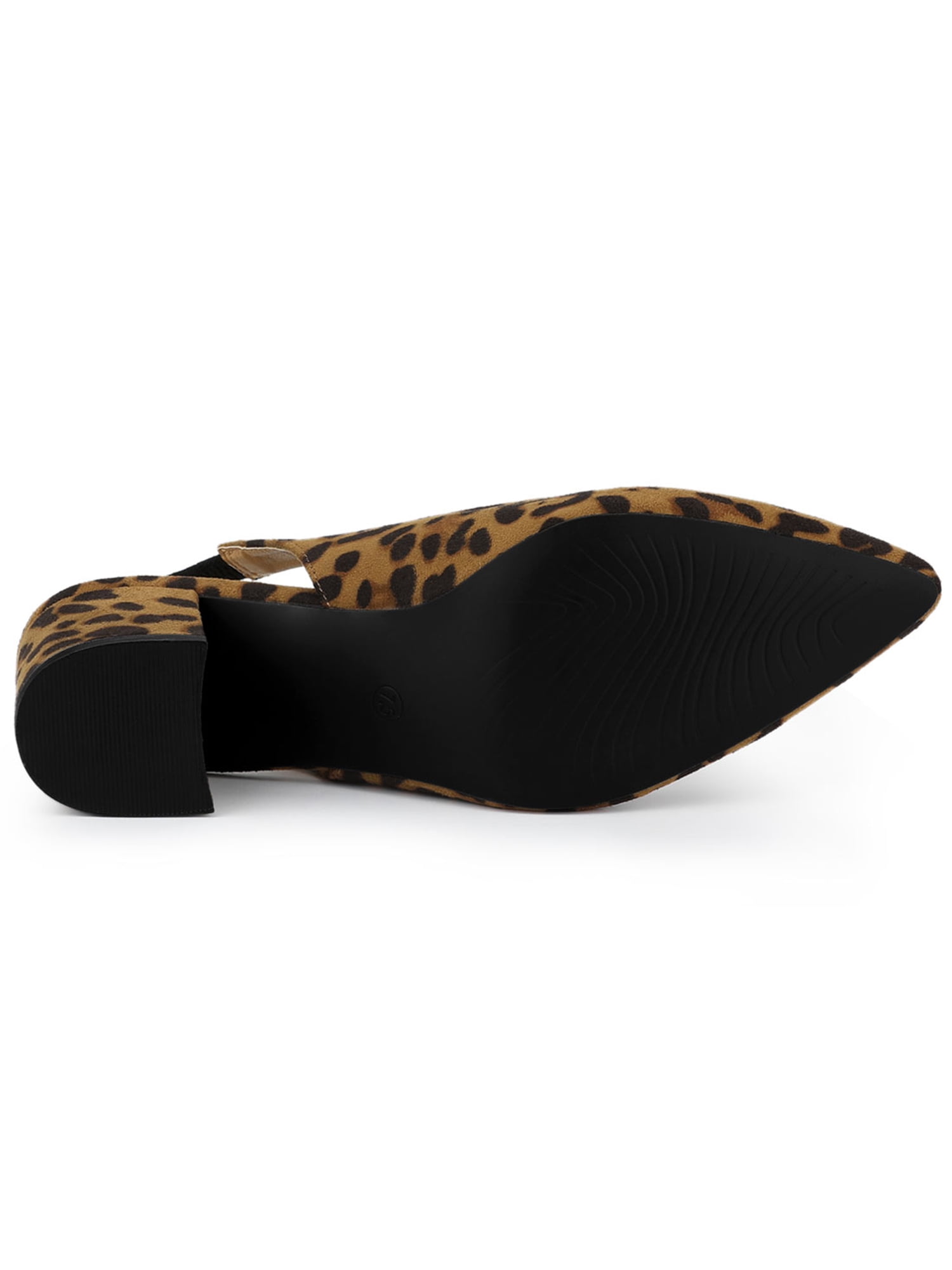 DARING DIVA Women's Pointed Toe Chunky Heel Pumps Slingback Heel Leopard 8.5