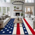 thumbnail image 4 of Independence Day Washable Area Rug 6 x 9 ft Retro U.S. Flag Star Red Blue White Stripes, Soft Non Slip Rugs Stain Repellent Indoor Felt Carpet for Living Dining Room Bedroom Home Office, 4 of 9